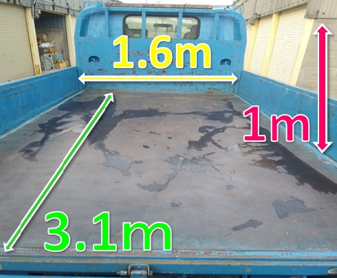 2トントラック荷台の積み込みスペース・寸法